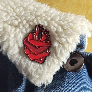 Embracing Arms Anatomical Heart Enamel Pin